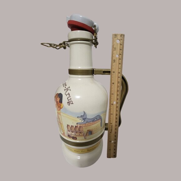 Vintage Braumeister-Krug Ceramic Beer Stein Jug Pitcher Plastic Handle Flip Top - Picture 4 of 16